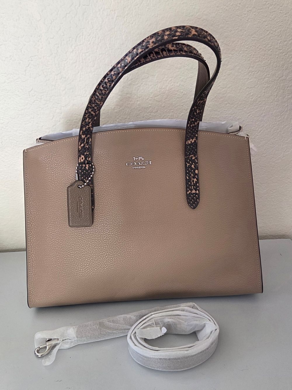 Coach Charlie Carryall with Colorblock Snakeskin Crossbody